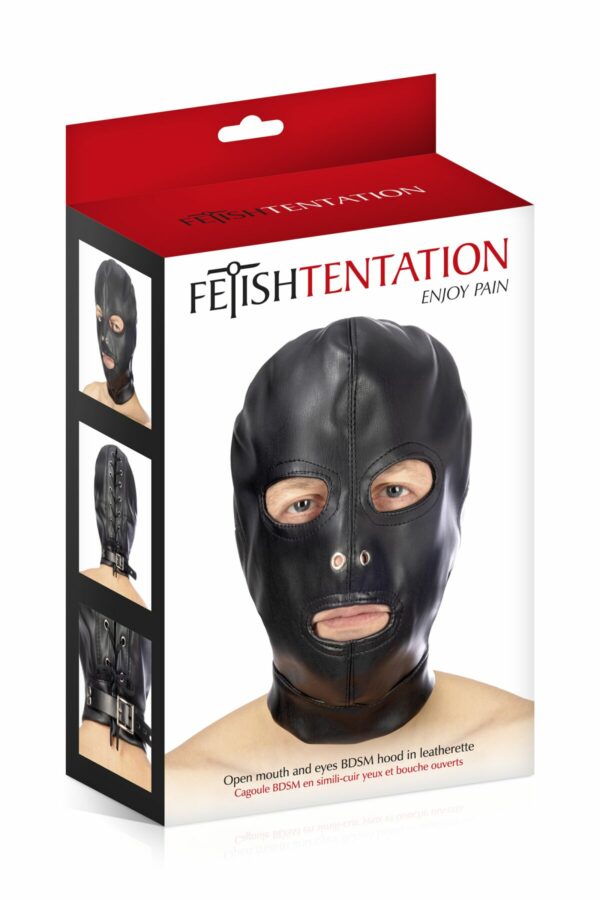 Капюшон для БДСМ з відкритими очима і ротом Fetish Tentation Open mouth and eyes BDSM hood - Зображення 3