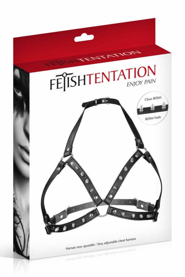 Портупея з металевими шипами Fetish Tentation Sexy Adjustable Chest Harness - Зображення 3