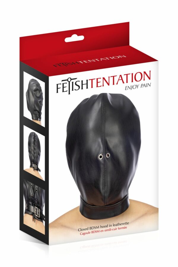Капюшон для БДСМ Fetish Tentation Closed BDSM hood in leatherette - Зображення 3