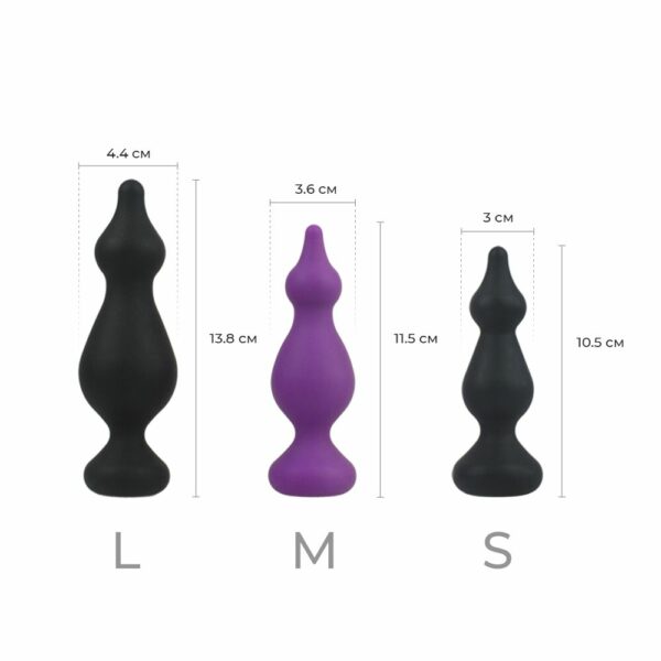 Анальна пробка Adrien Lastic Amuse Medium Purple (M) з двома переходами, макс. діаметр 3,6 см - Зображення 4