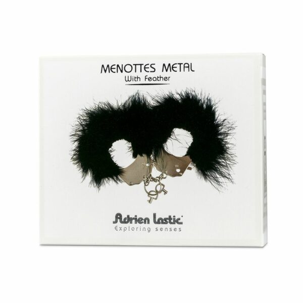 Наручники металеві Adrien Lastic Handcuffs Black з чорною пухнастою обробкою - Зображення 4