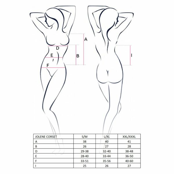 Корсет з пажами Passion JOLENE CORSET L/XL, black, трусики, напіввідчинені груди, напівпрозорий - Зображення 5