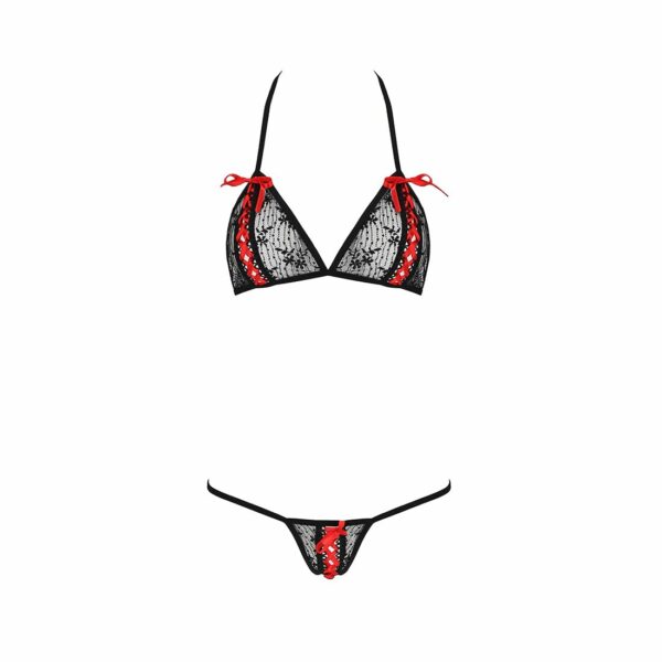 Комплект білизни Passion MELISSA BIKINI XXL/XXXL, black, ліф зі шнурівкою і трусики стрінги - Зображення 5