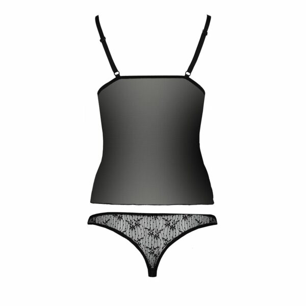 Комплект білизни Passion MELISSA SET L/XL, black, ліф-сорочка зі шнурівкою і трусики - Зображення 6