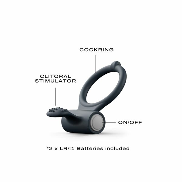 Ерекційне кільце Dorcel Power Clit Black V2 з вібрацією та язичком з щіточкою - Зображення 2