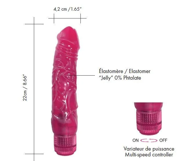 Фалоімітатор вібратор Dorcel Jelly Boy, діаметр 4,2см ТПЕ, плавне регулювання потужності вібрації - Зображення 2
