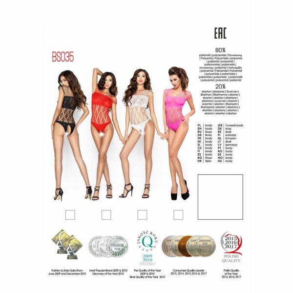 Бодістокінг Passion BS035 red, боді, імітація топа і трусиків - Зображення 5