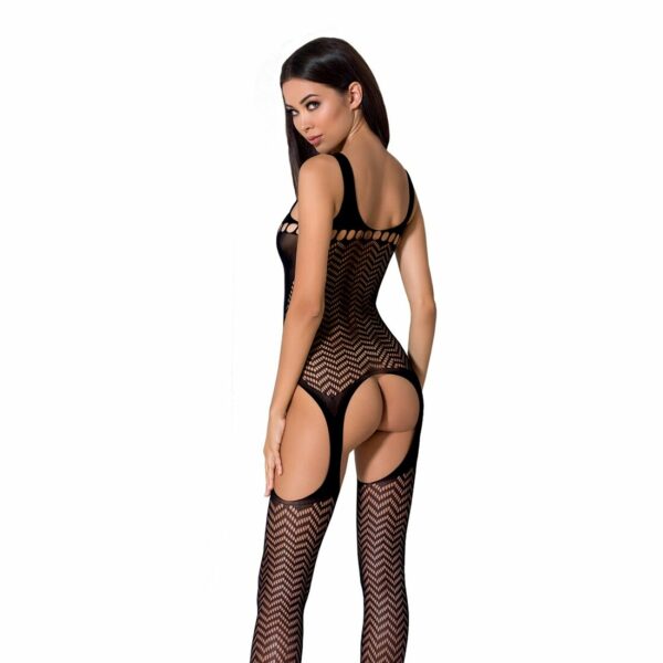 Бодістокінг Passion BS057 black, комбінезон, імітація панчох і пояса - Зображення 2