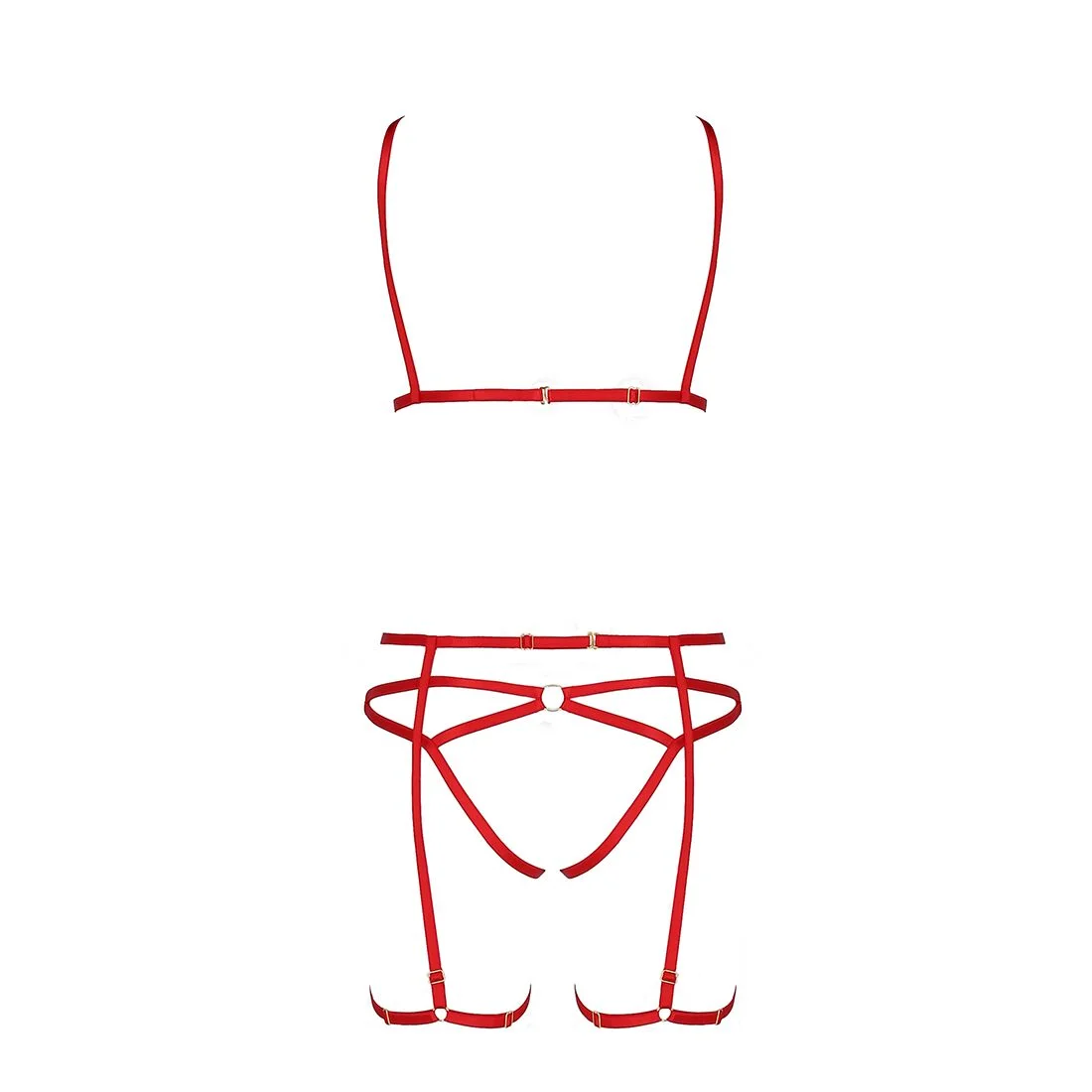 Комплект білизни Passion Exclusive MAGALI SET OpenBra S/M, red, стрепи, ліф, трусики і пояс - Зображення 5