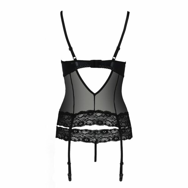 Корсет з відкритими грудьми Passion Exclusive NORTH CORSET XXL/XXXL, black, пажі, трусики, шнурівка - Зображення 6