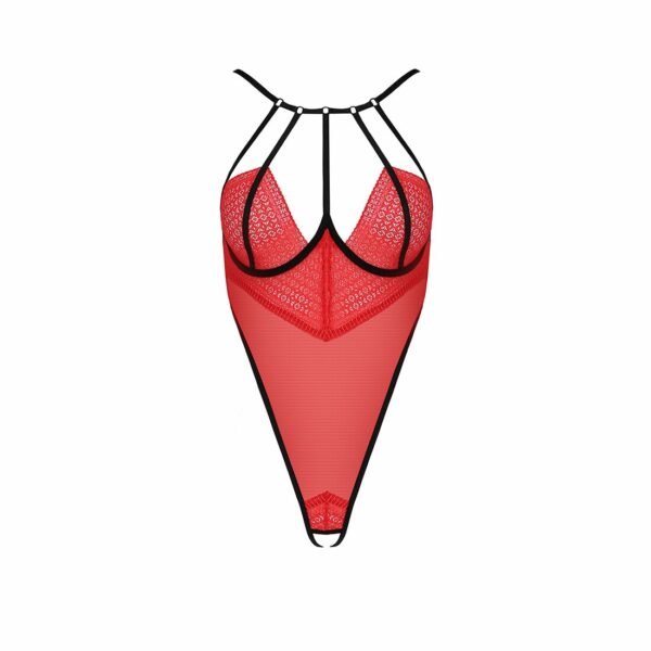 Боді з високим вирізом стегна Passion Exclusive AKITA BODY S/M, red - Зображення 5