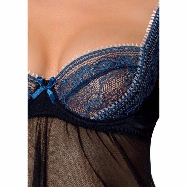 Розпродаж!!! Сорочка беби долл прозрачная GISELE CHEMISE black L/XL - Passion Exclusive, трусики - Зображення 3