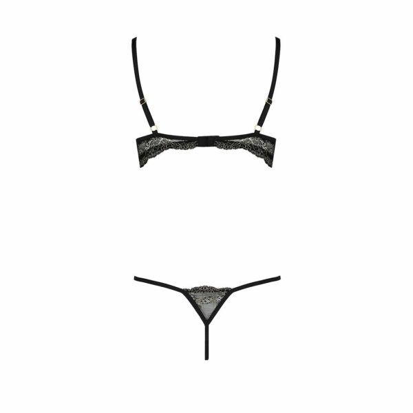 Комплект білизни Passion Exclusive VALERY SET OpenBra S/M, black, стрепи, трусики, відкритий ліф - Зображення 6