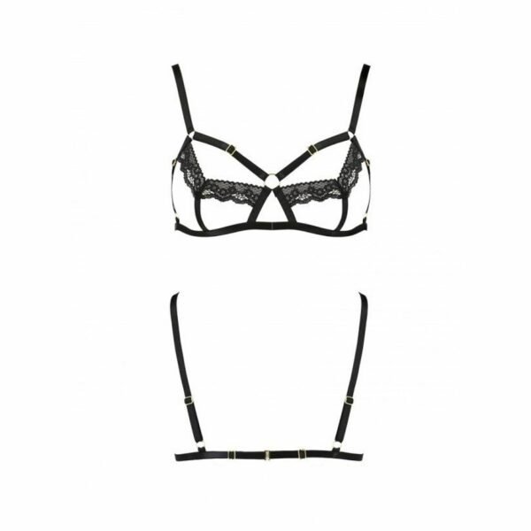 Бюстгальтер-стрепи з мереживом Passion Exclusive SOLON BRA S/M, black - Зображення 5