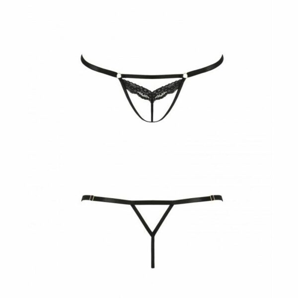 Відверті трусики-стрепи з мереживом Passion Exclusive SOLON THONG L/XL, black - Зображення 5