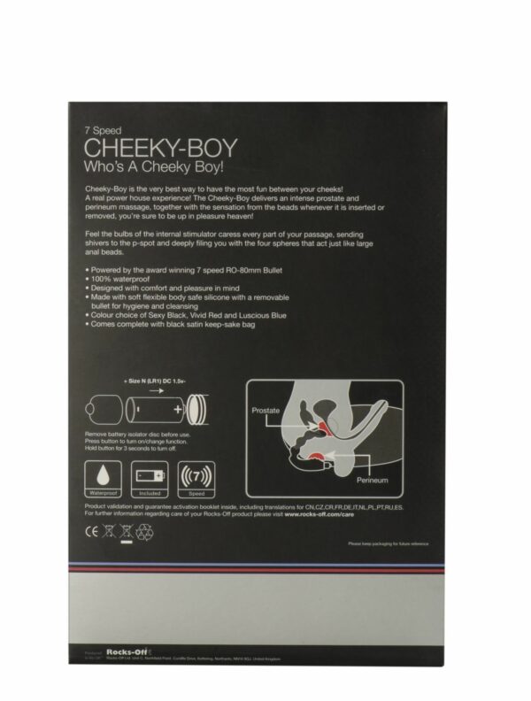 Вібромасажер простати Rocks Off Cheeky-Boy Black, масаж промежини, макс діаметр 3,5 см - Зображення 3