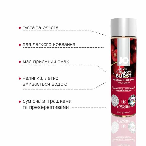 Змазка на водній основі JO H2O — Cherry Burst (120 мл) без цукру, рослинний гліцерин - Зображення 3