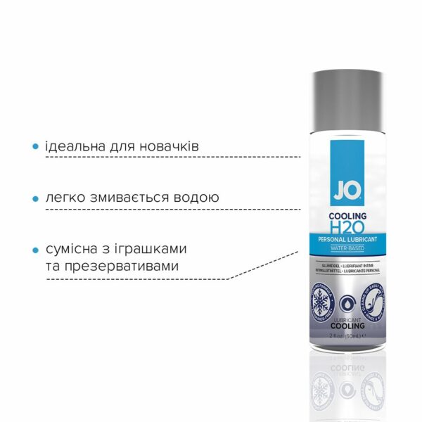 Охолоджувальна змазка на водній основі JO H2O COOLING (60 мл) з ментолом, рослинний гліцерин - Зображення 3