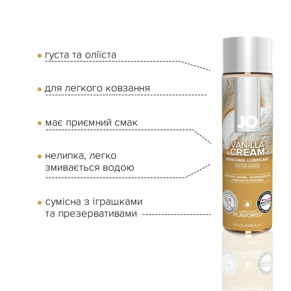 Змазка на водній основі JO H2O — Vanilla Cream (120 мл) без цукру, рослинний гліцерин - Зображення 3