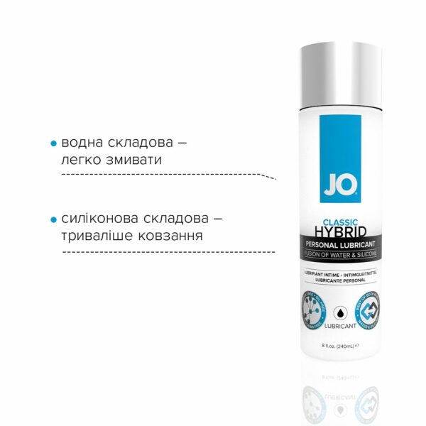 Густа змазка водно-силіконова JO Classic Hybrid (240 мл) без парабенів, гліцерину та олій - Зображення 3