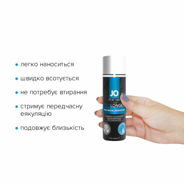 Пролонгувальний спрей JO Prolonger Spray with Benzocaine (60 мл) не містить мінеральних масел - Зображення 2