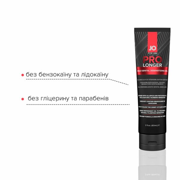 Пролонгер гель JO Prolonger Gel (60 мл) з олією перцевої м’яти, гвоздикового перцю та пачулів - Зображення 3