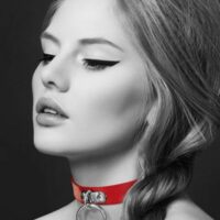 Чокер з кільцем для повідця Bijoux Pour Toi – FETISH Red, екошкіра