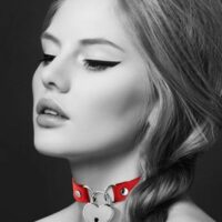 Чокер з замочком-сердечком Bijoux Pour Toi – HEART LOCK Red, екошкіра