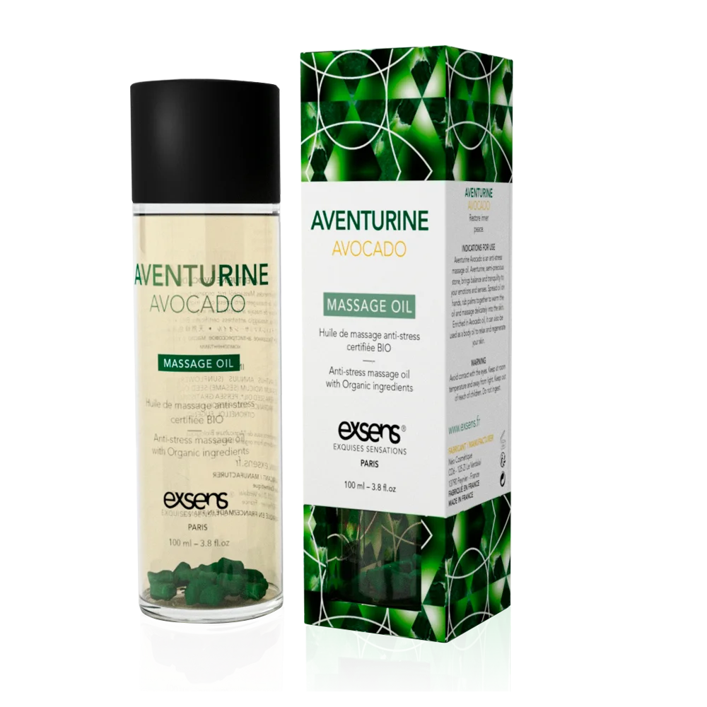 Масажна олія EXSENS Aventurine Avocado (антистрес з авантюрином) 100мл, натуральна
