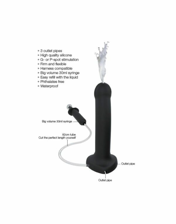 Фалоімітатор, що кінчає Strap-On-Me Dildo Cum Black, діаметр 3,6 см, силікон, насадка для страпону - Зображення 3