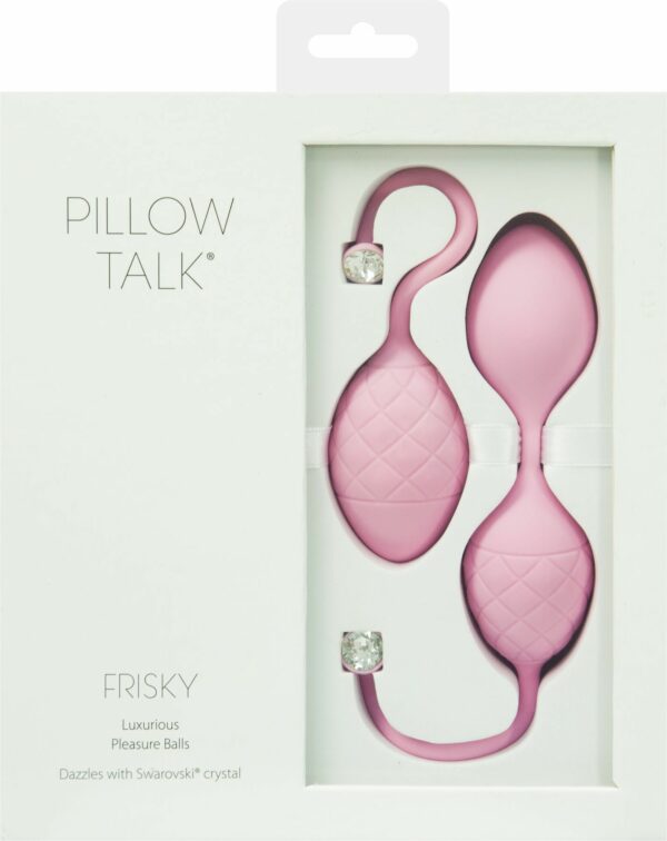 Розкішні вагінальні кульки PILLOW TALK - Frisky Pink з кристалом, діаметр 3,2 см, вага 49-75гр - Зображення 9