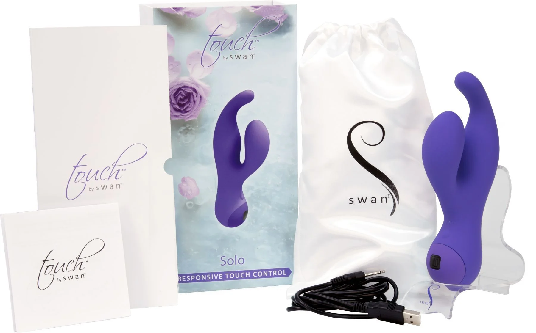 Вібратор-кролик з сенсорним управлінням Touch by SWAN - Solo Purple, глибока вібрація, для точки G - Зображення 6