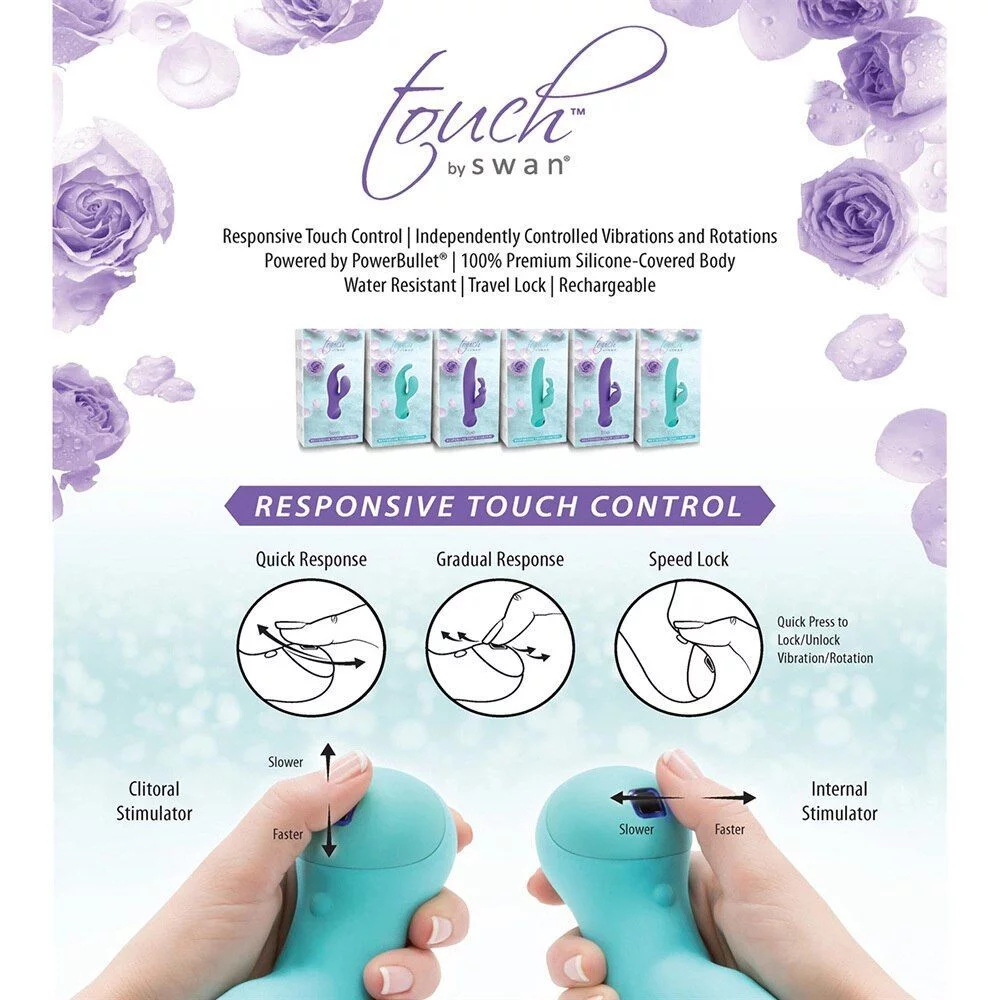 Вібратор-кролик з сенсорним управлінням Touch by SWAN - Solo Purple, глибока вібрація, для точки G - Зображення 8