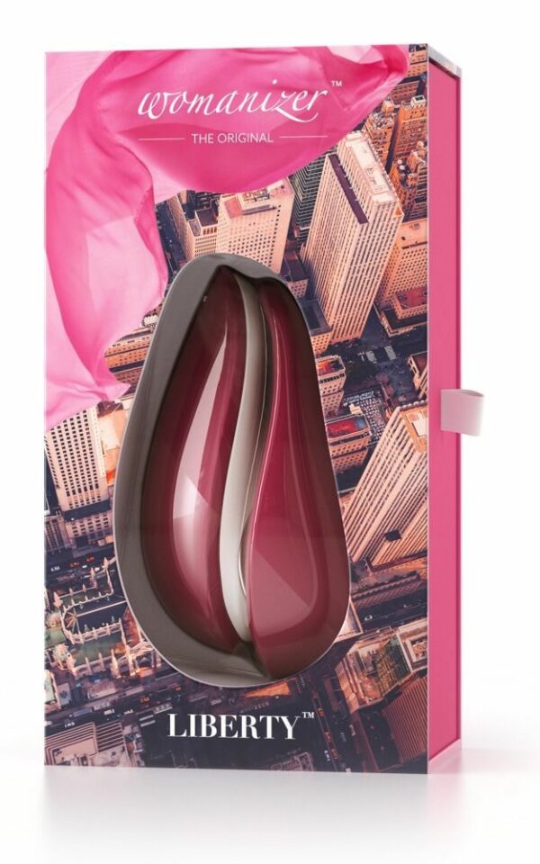 Вакуумний кліторальний стимулятор Womanizer Liberty Red, магнітна кришка, 2 насадки - Зображення 6