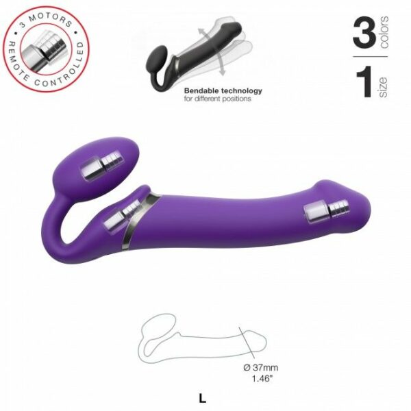 Безремінний страпон з вібрацією Strap-On-Me Vibrating Violet L, діам. 3,7 см, пульт ДК, регульований - Зображення 2