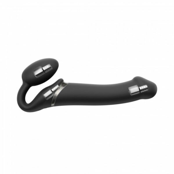 Безремінний страпон з вібрацією Strap-On-Me Vibrating Black L, діаметр 3,7см, пульт ДК, регульований - Зображення 4