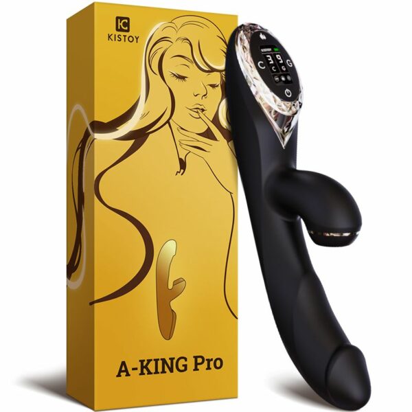 Вакуумний вібратор-кролик з підігрівом KISTOY A-King Pro Black, з LED-екраном - Зображення 4