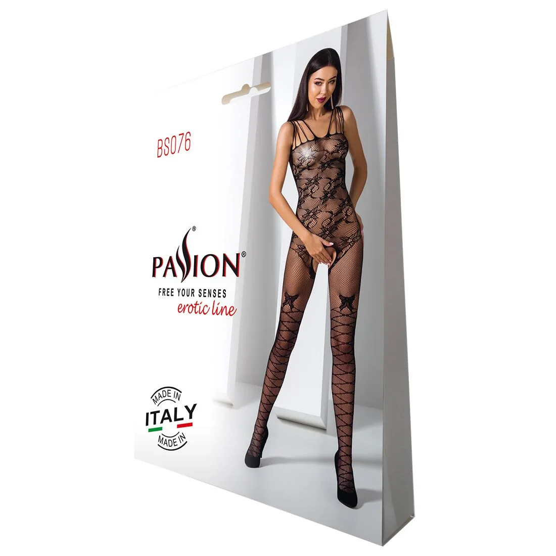 Ажурний бодістокінг з інтимними вирізами Passion BS076 black - Зображення 6