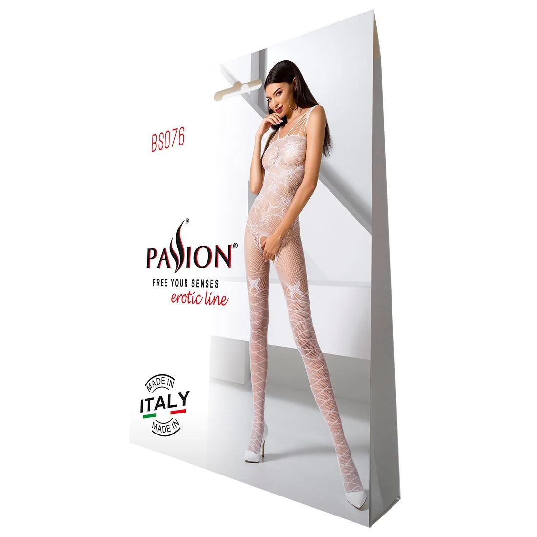 Ажурний бодістокінг з інтимними вирізами Passion BS076 white - Зображення 5