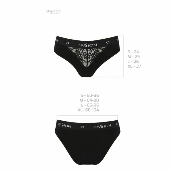 Трусики з широкою гумкою і мереживом Passion PS001 PANTIES L, black - Зображення 6