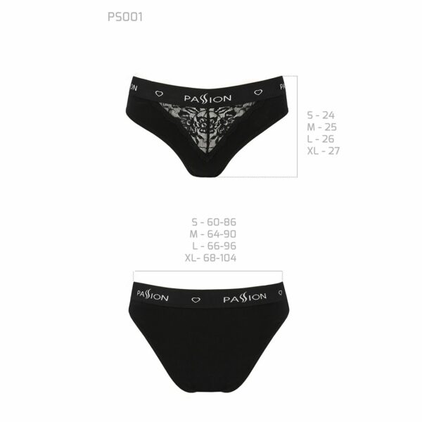 Трусики з широкою гумкою і мереживом Passion PS001 PANTIES XL, black - Зображення 6