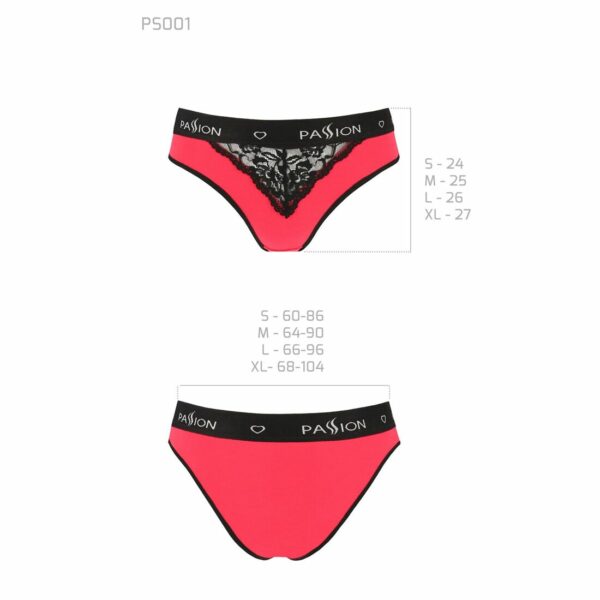 Трусики з широкою гумкою і мереживом Passion PS001 PANTIES L, red-black - Зображення 5