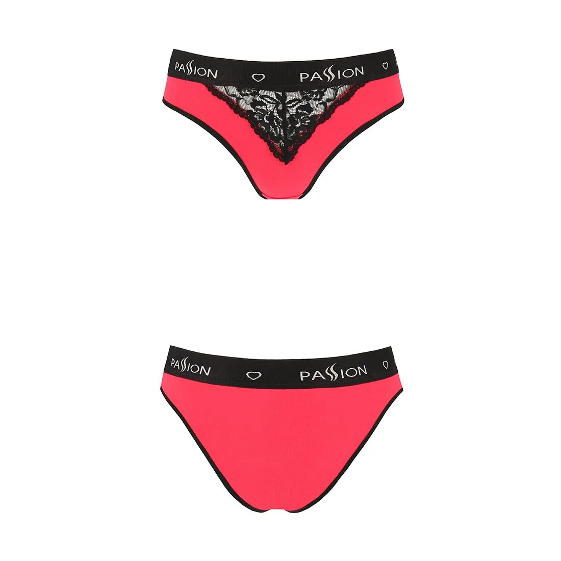 Трусики з широкою гумкою і мереживом Passion PS001 PANTIES M, red-black - Зображення 4
