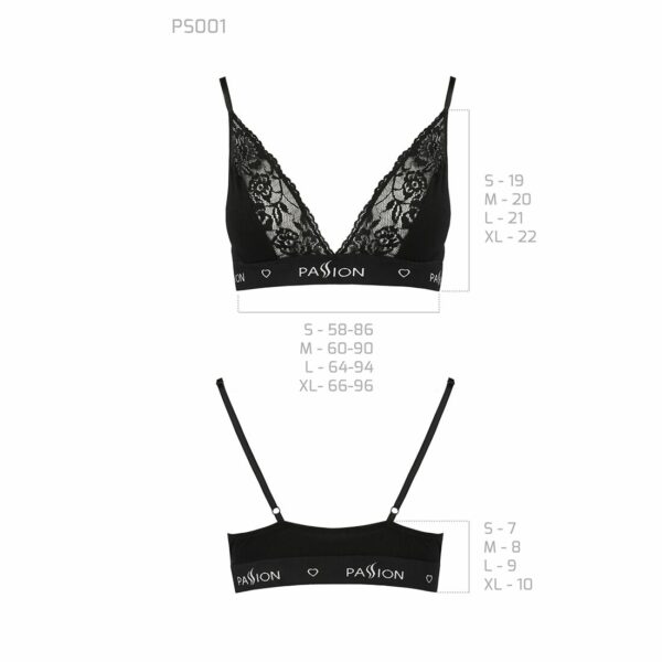 Еластичний топ з мереживом Passion PS001 TOP S, black - Зображення 6