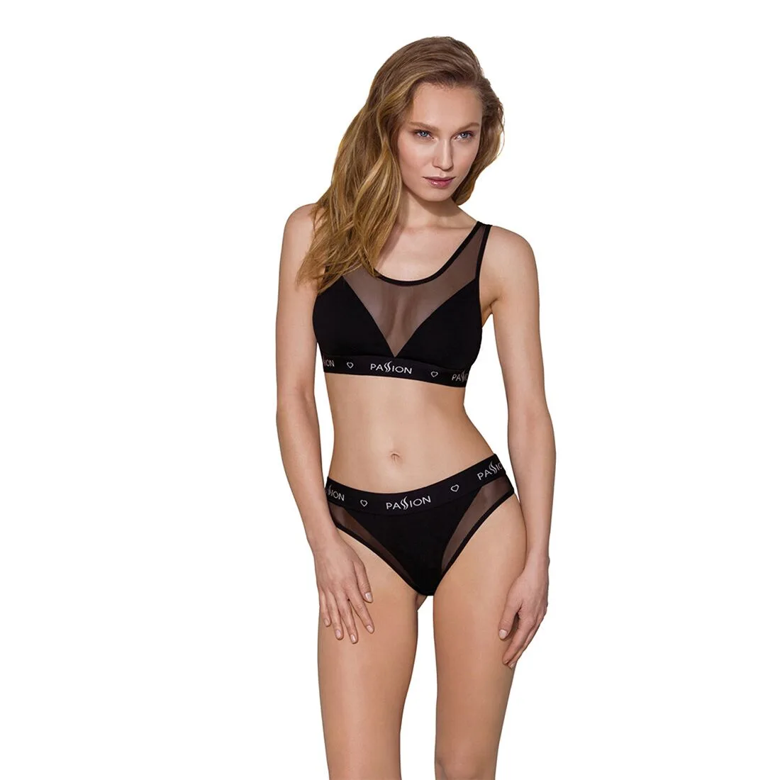 Топ з прозорою вставкою Passion PS002 TOP XL, black - Зображення 3