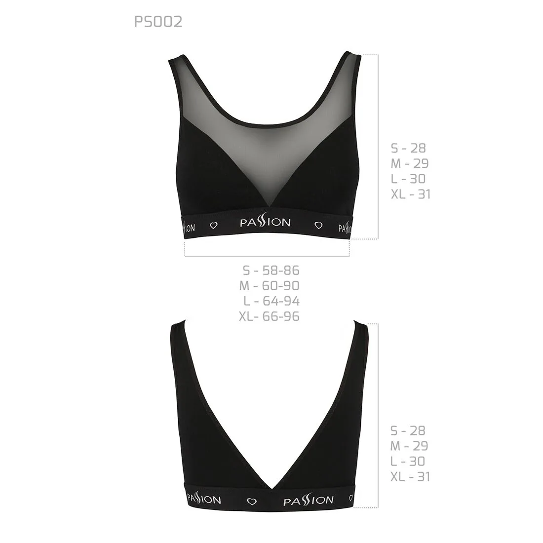 Топ з прозорою вставкою Passion PS002 TOP XL, black - Зображення 6