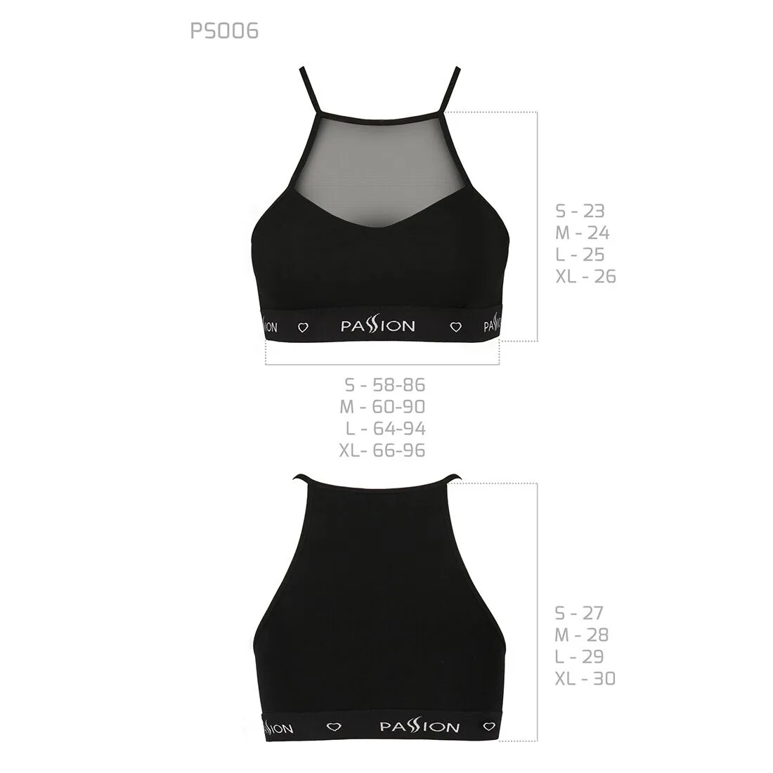 Спортивний топ з прозорою вставкою Passion PS006 TOP XL, black - Зображення 6