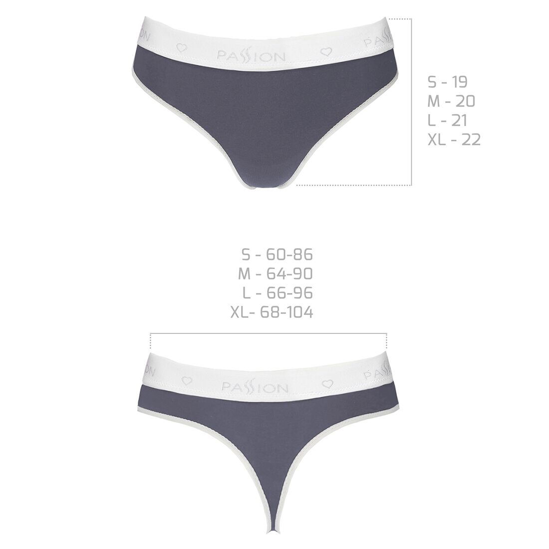 Спортивні трусики-стрінги Passion PS007 PANTIES dark grey, L - Зображення 3