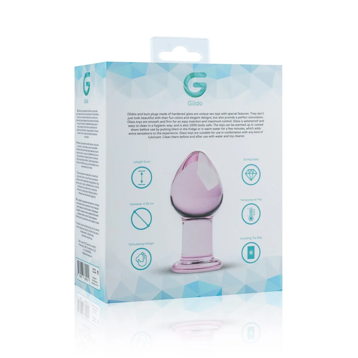 Рожева анальна пробка зі скла Gildo Pink Glass Buttplug - Зображення 5