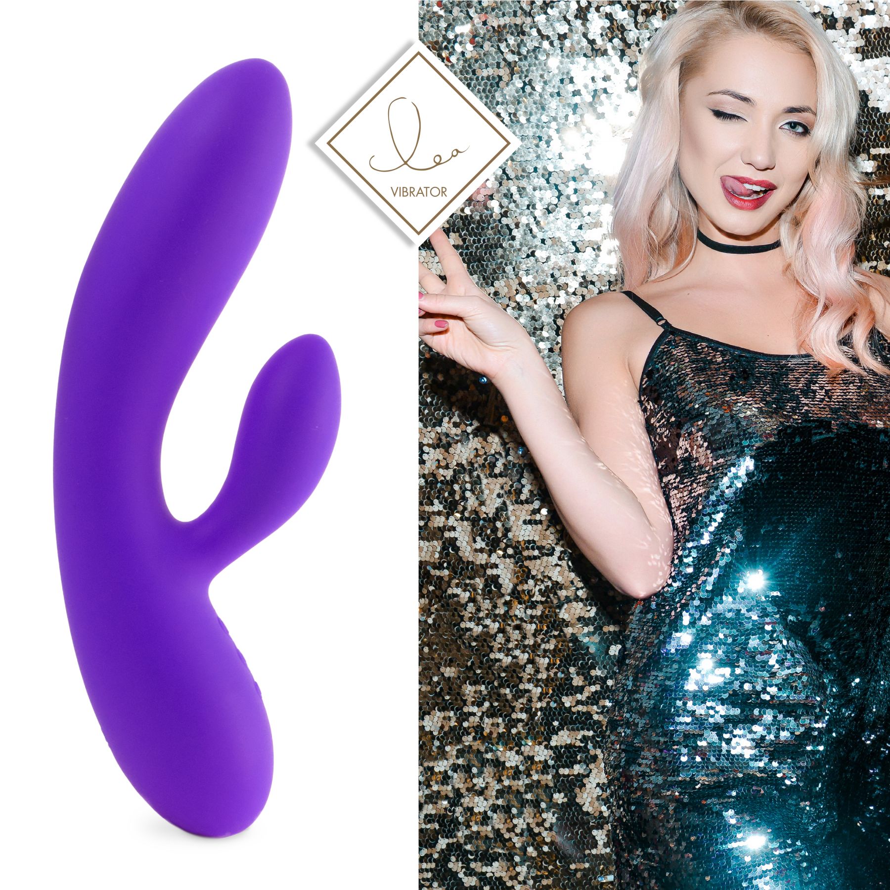 Гнучкий вібратор кролик з двома моторами FeelzToys Lea Rabbit Vibrator Medium Purple - Зображення 2